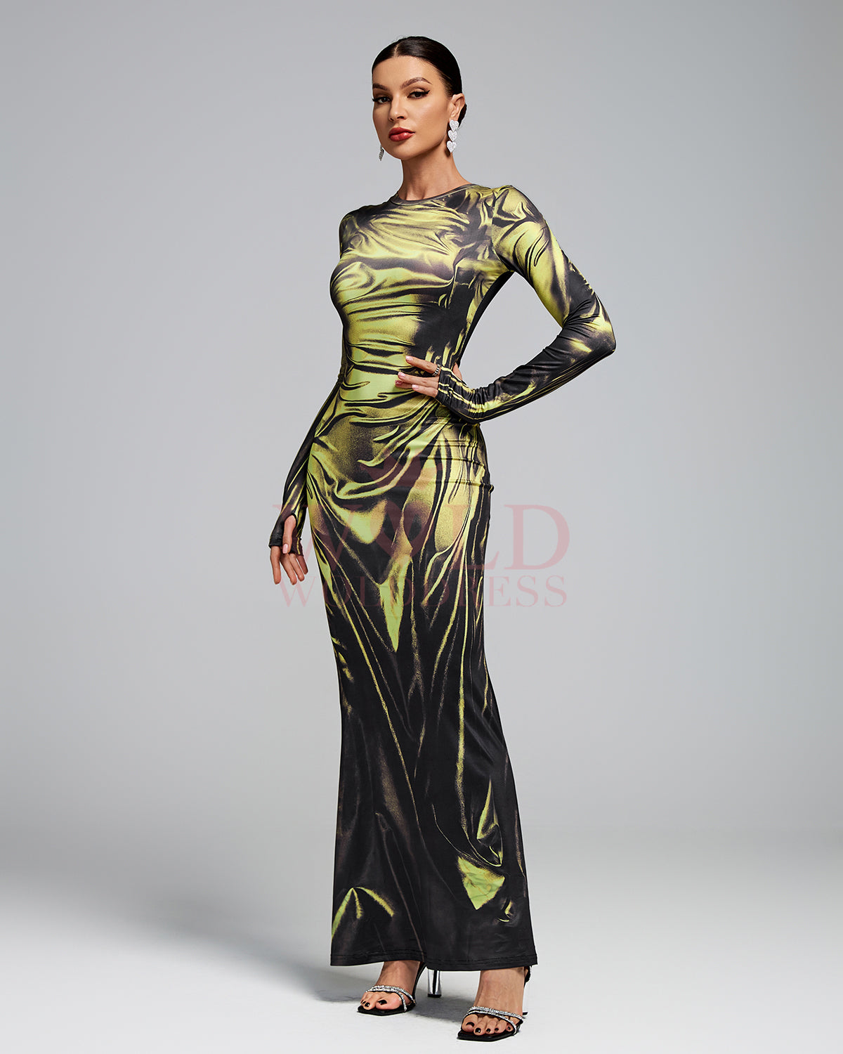 Laser Wetlook Bodycon Maxi Dress