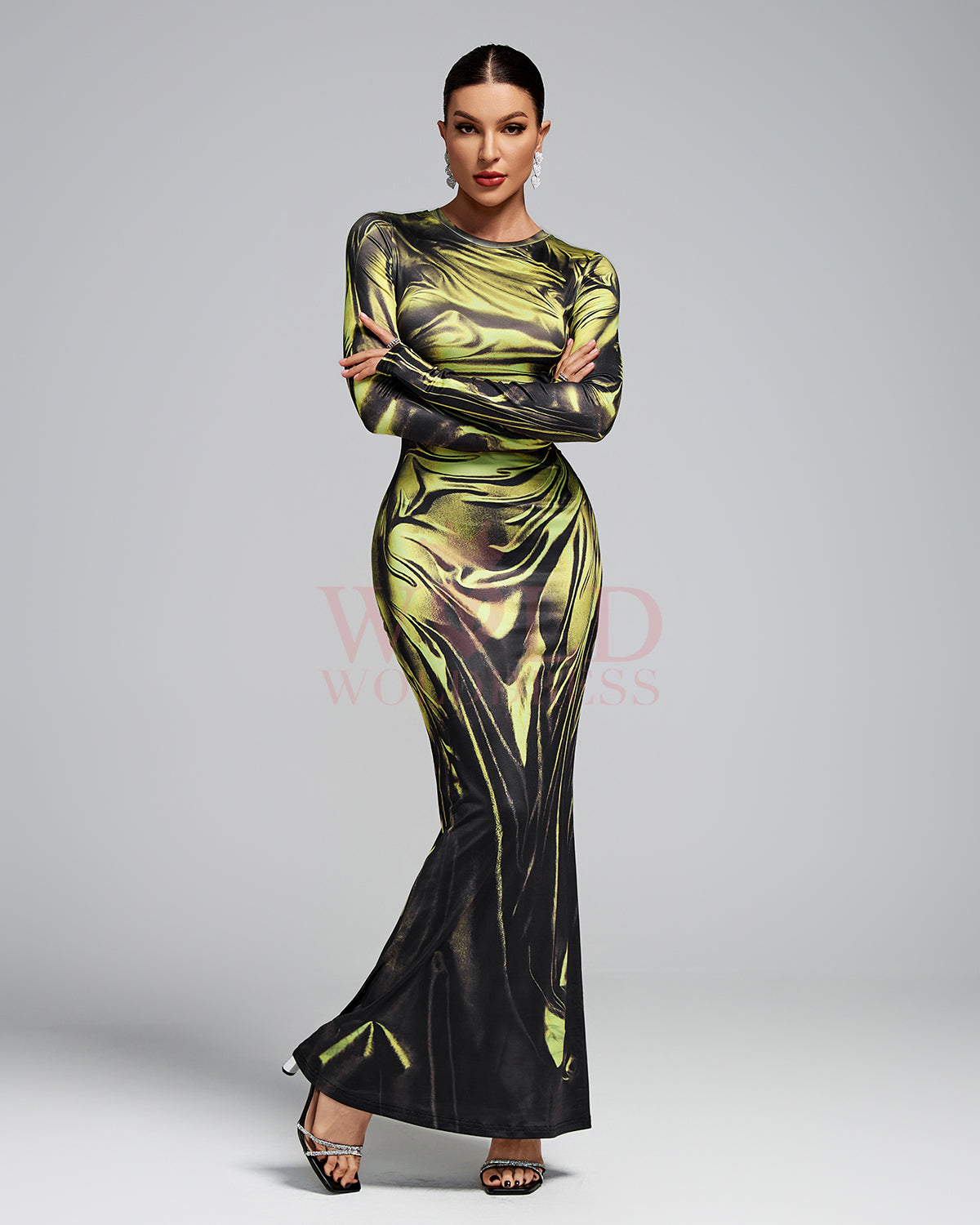 Laser Wetlook Bodycon Maxi Dress