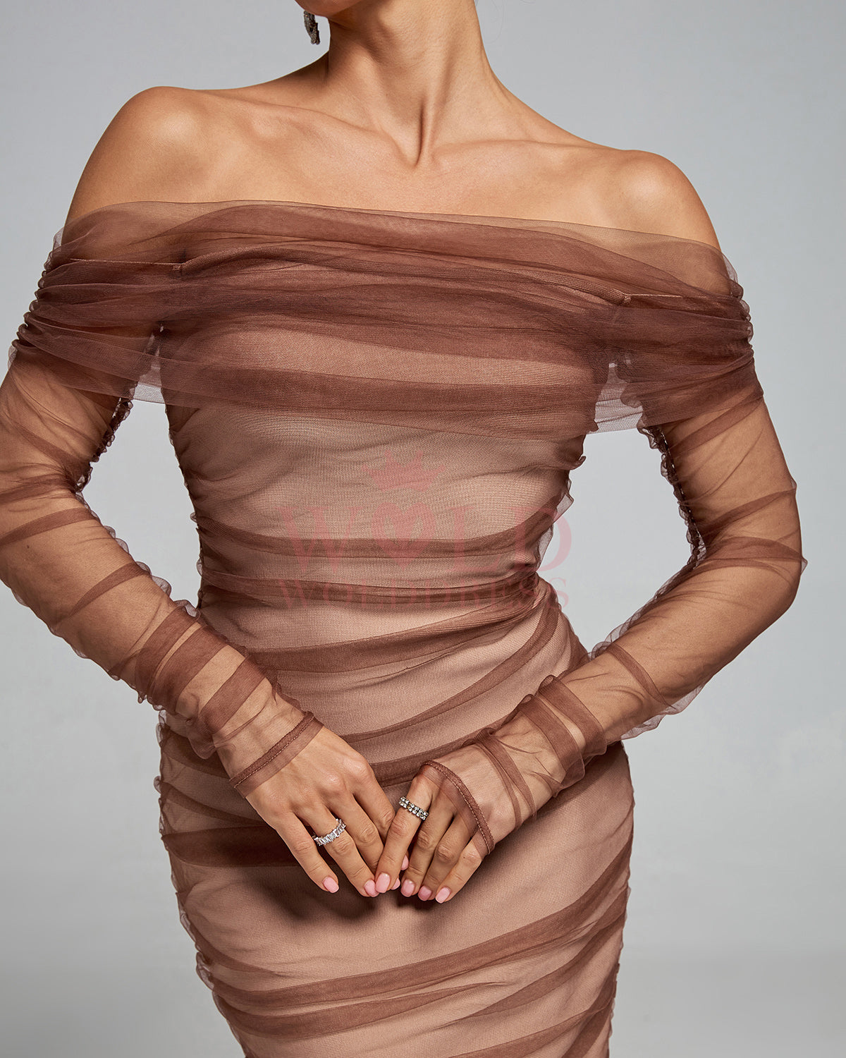 Off Shoulder Ruched Midi Bandage Dress