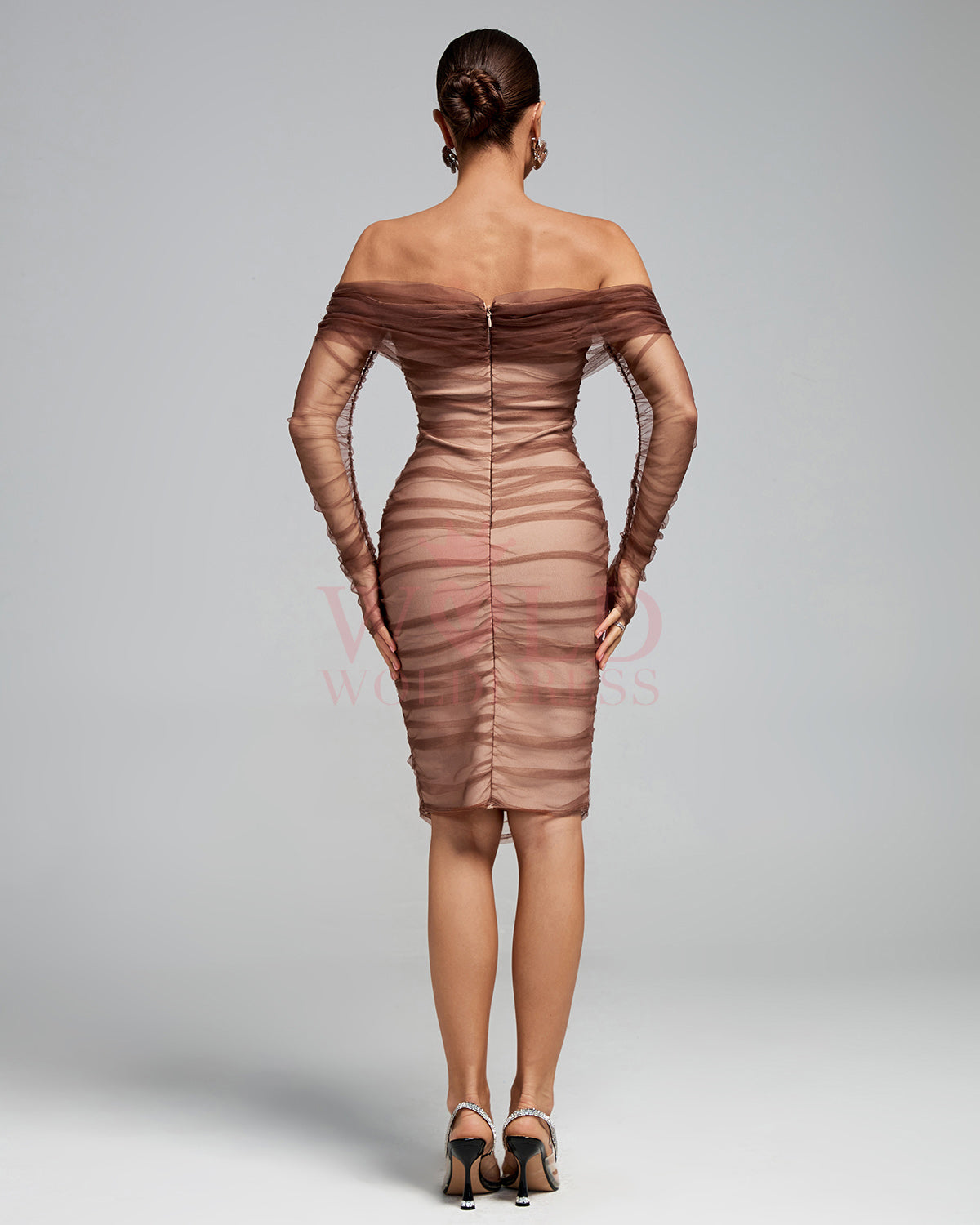 Off Shoulder Ruched Midi Bandage Dress