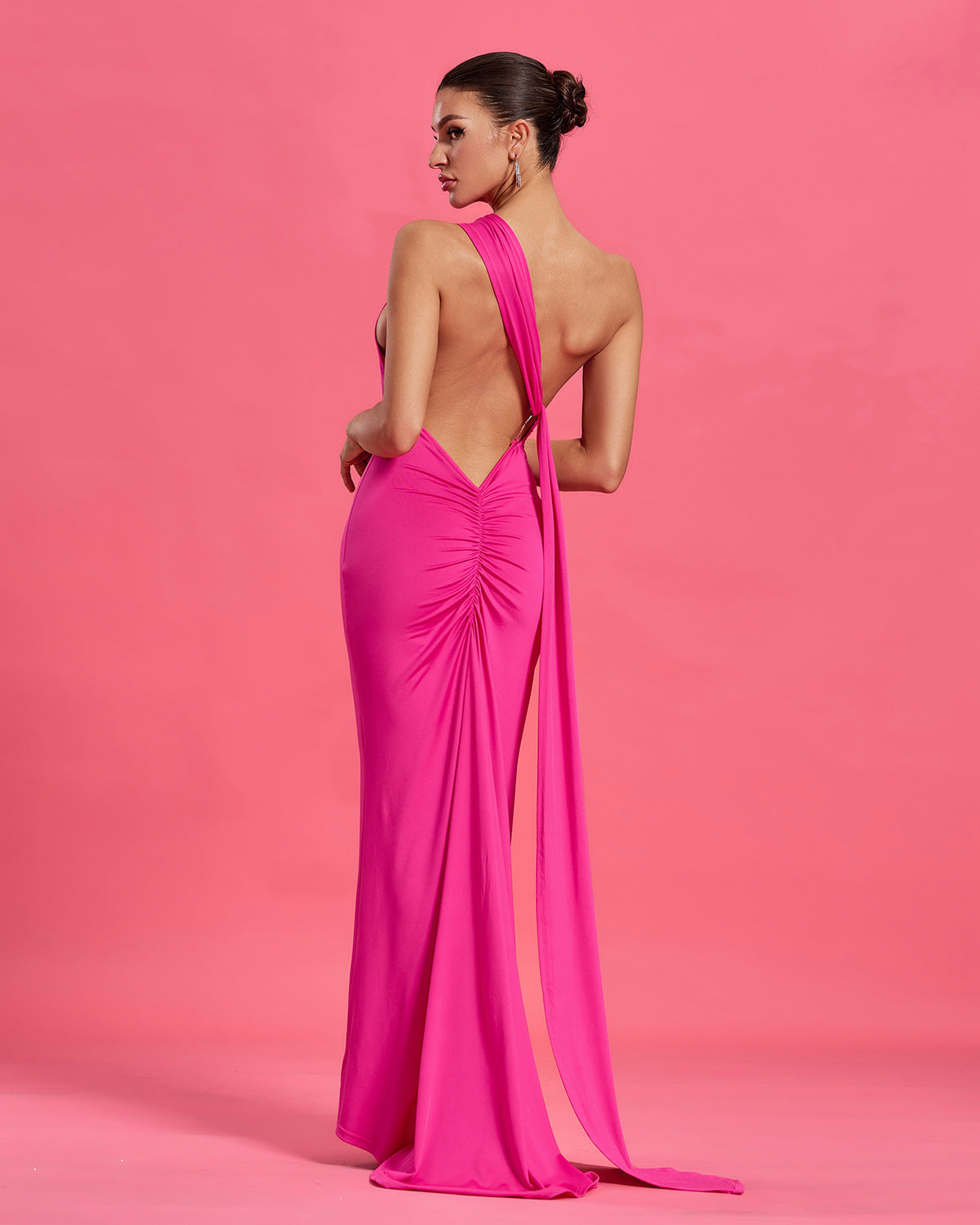 One Shoulder Open Back Maxi Dress