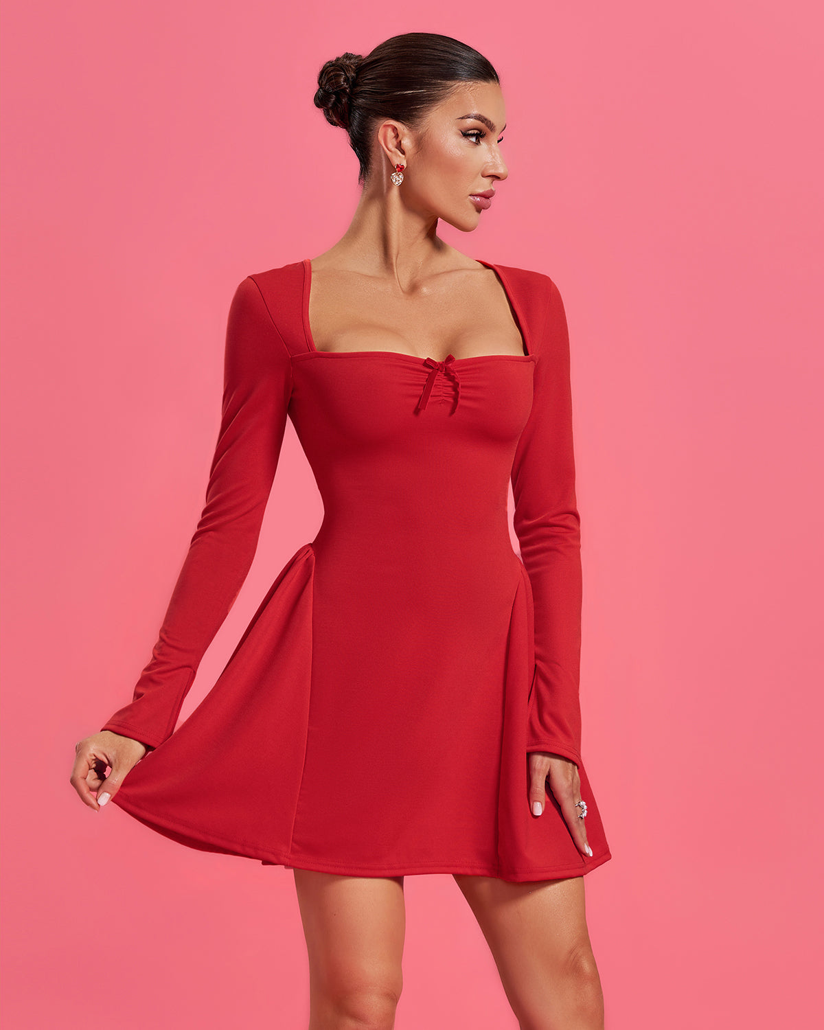 Square Neck Valentine A-line Dress