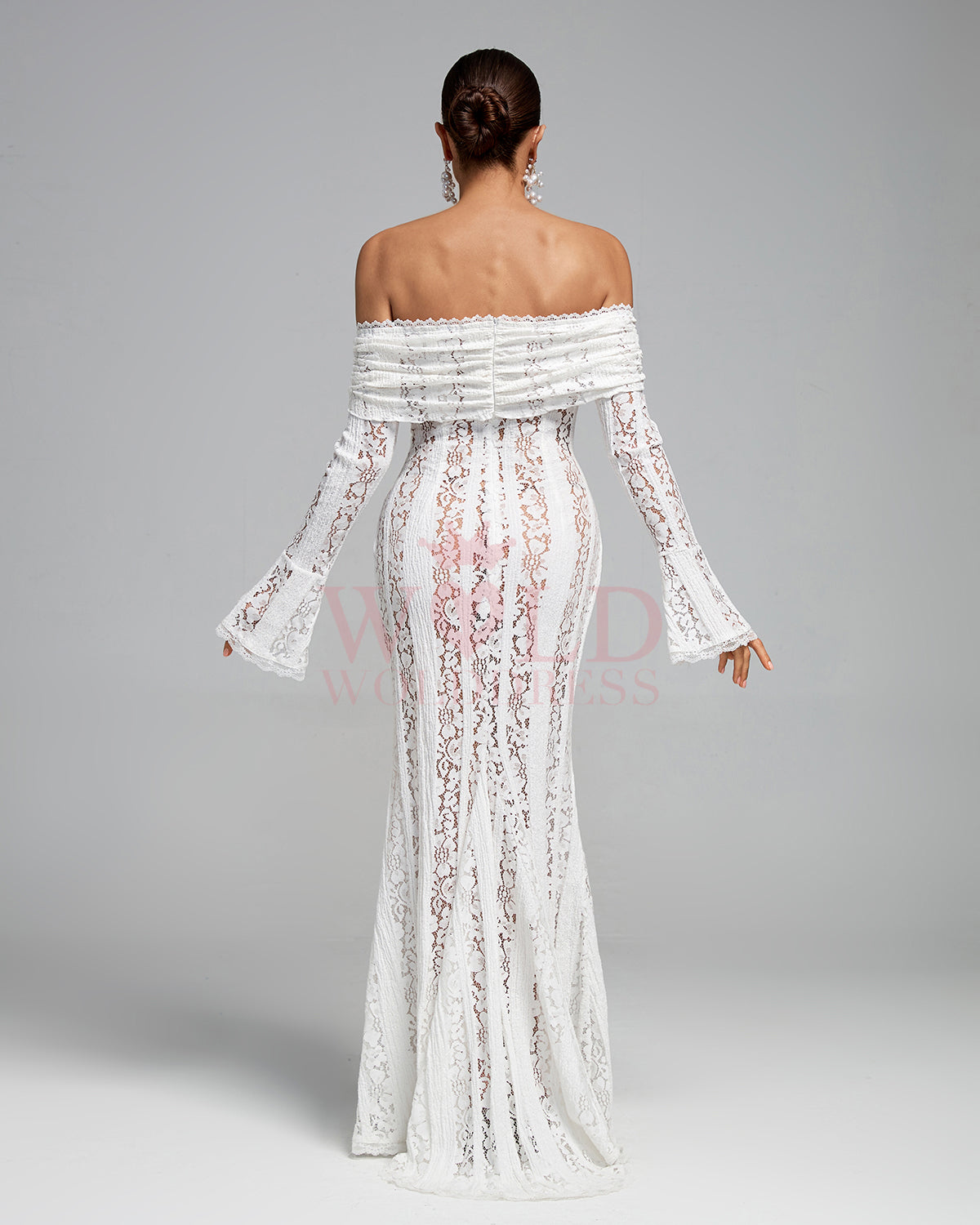 Off Shoulder Vintage Lace Maxi Dress