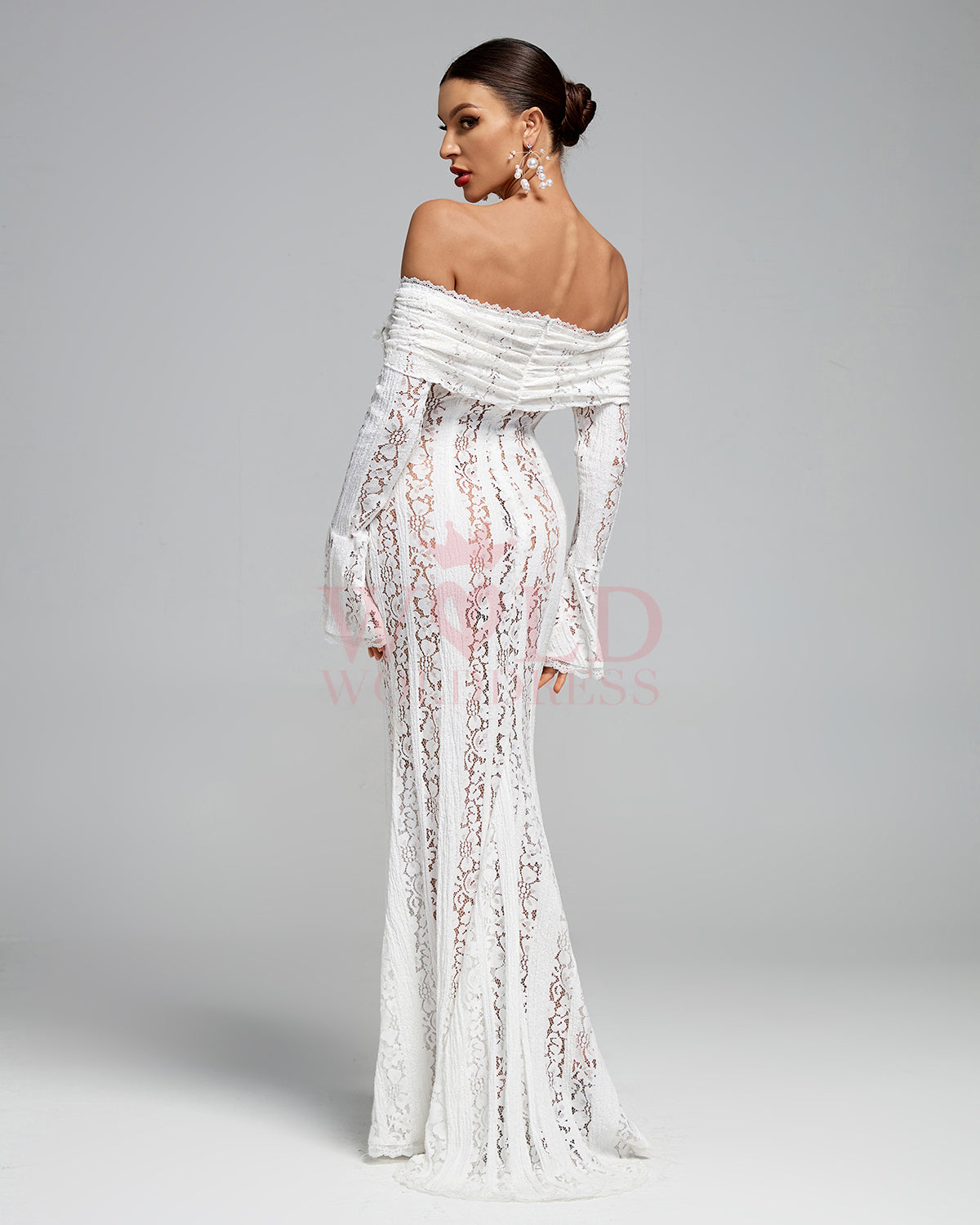 Off Shoulder Vintage Lace Maxi Dress