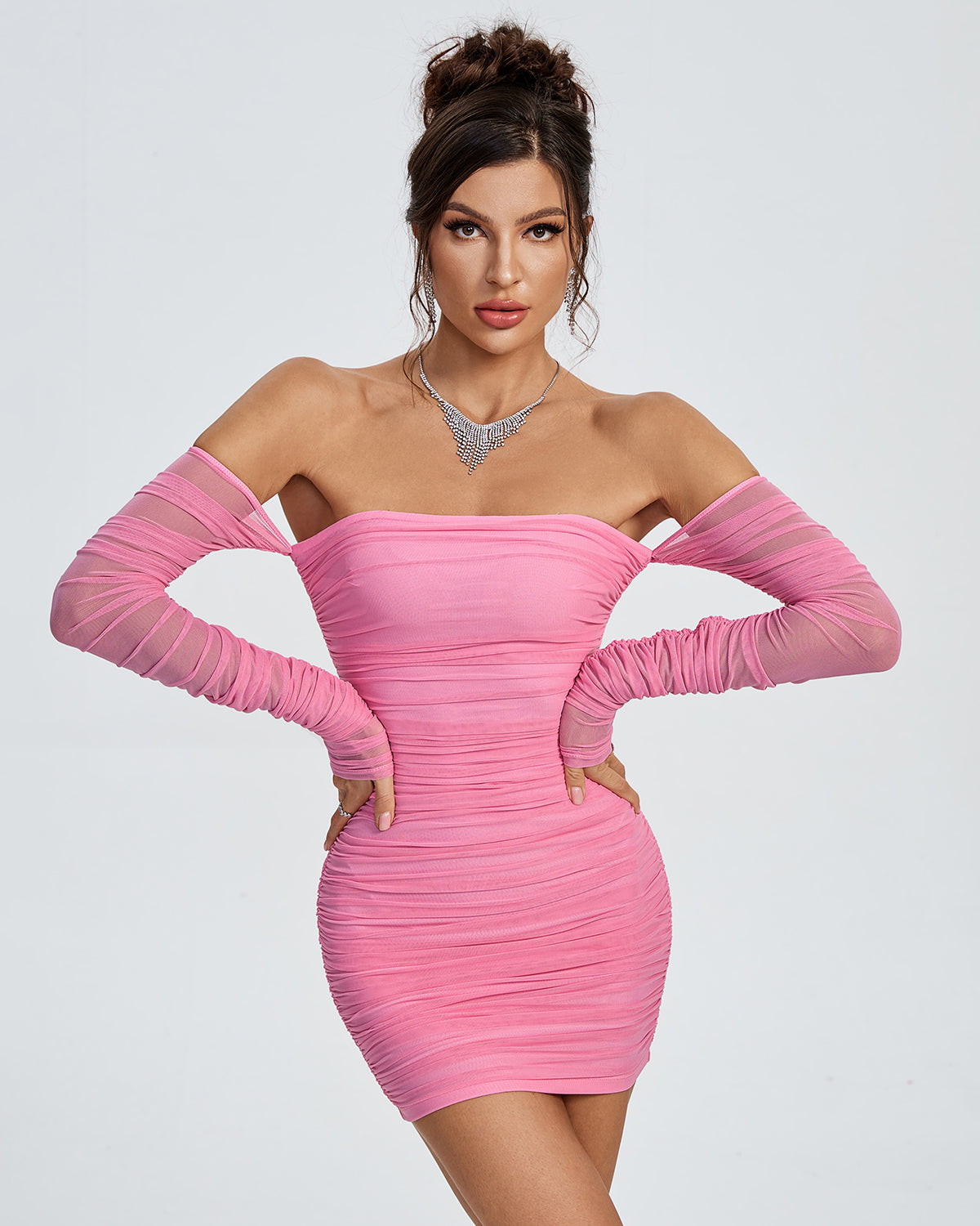 Off Shoulder Pink Mini Dress