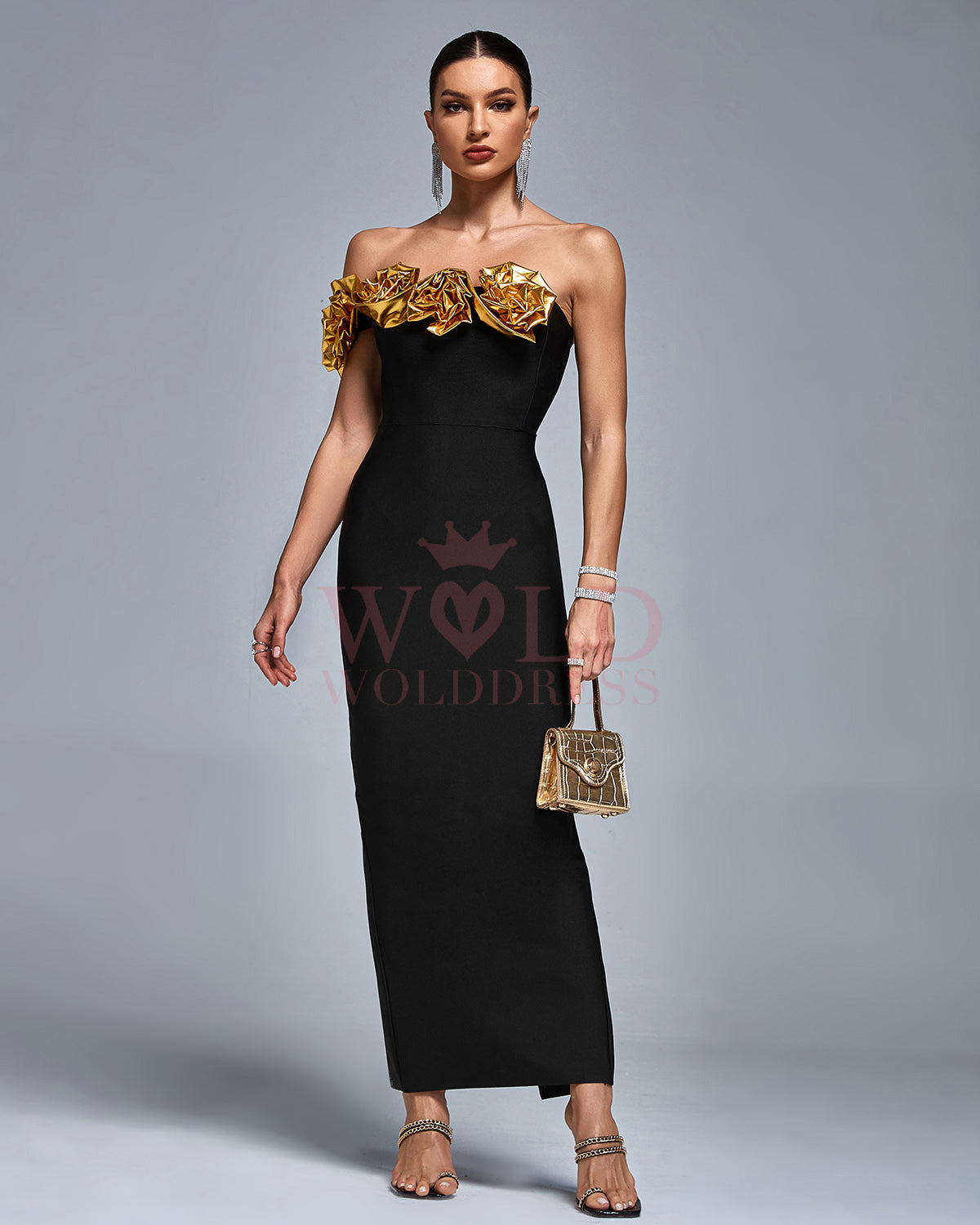 One Shoulder 3D Flowers Bandage Dress