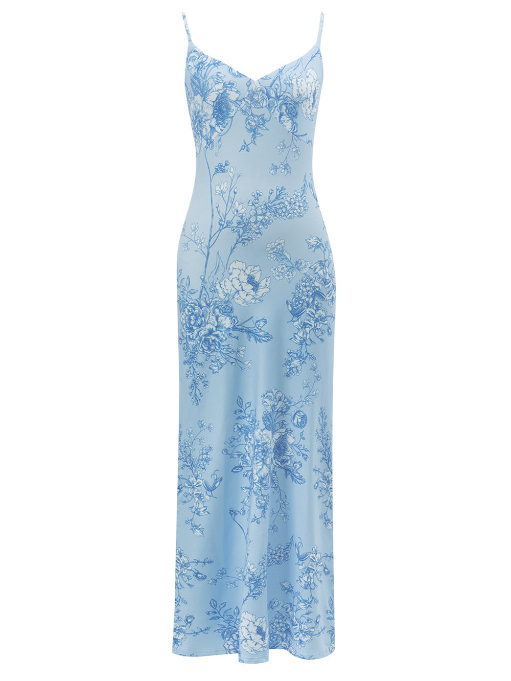 Sky Blue Floral Long Dress