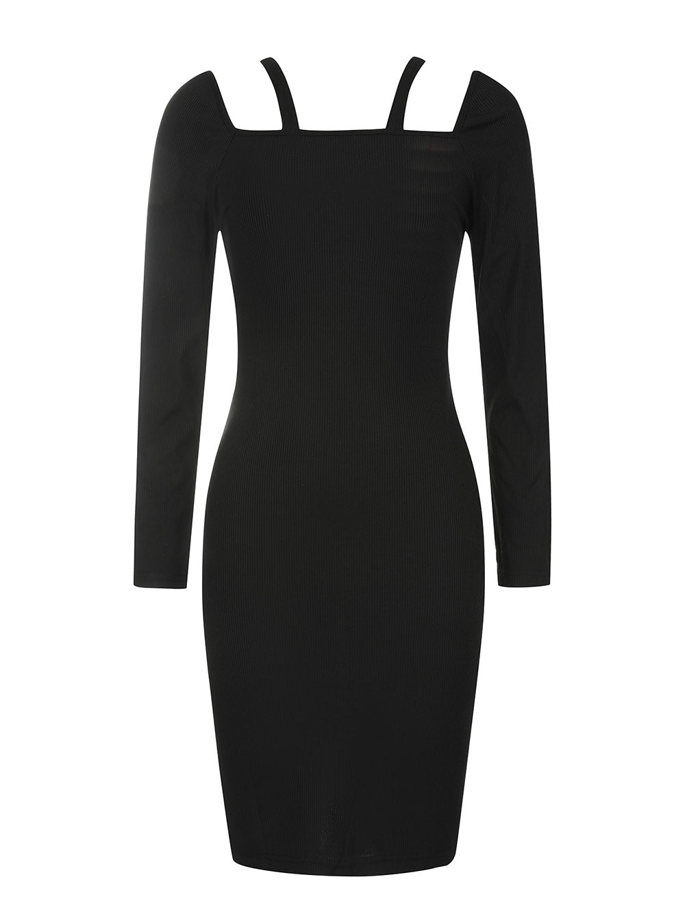 Long Sleeve Plain Over Knee Bodycon Dress HB0442