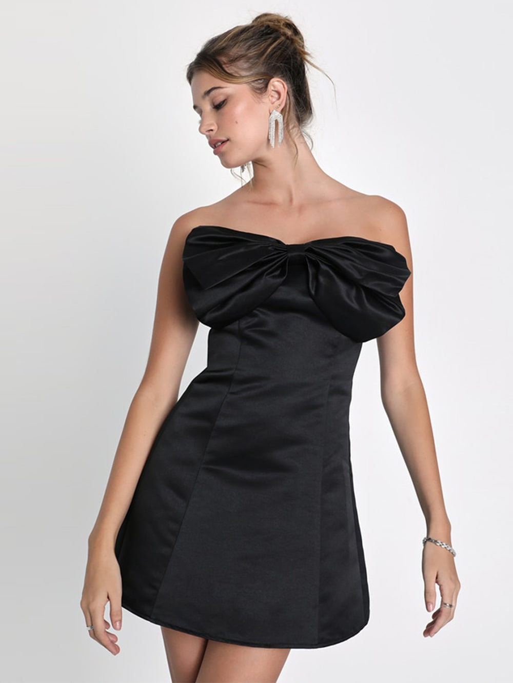 Black Bow Dress Mini Length