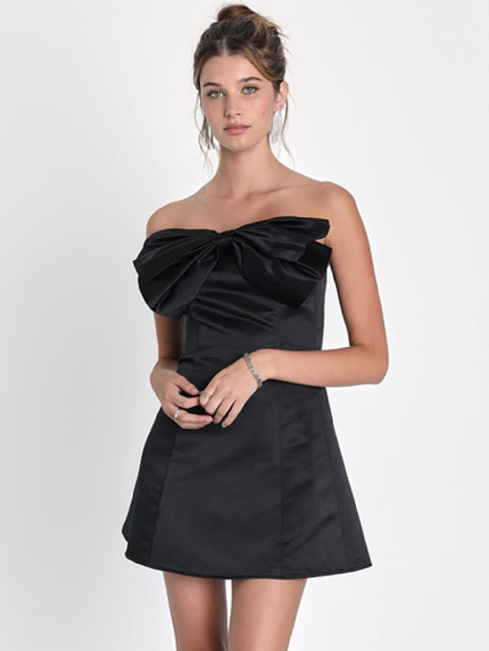 Black Bow Dress Mini Length