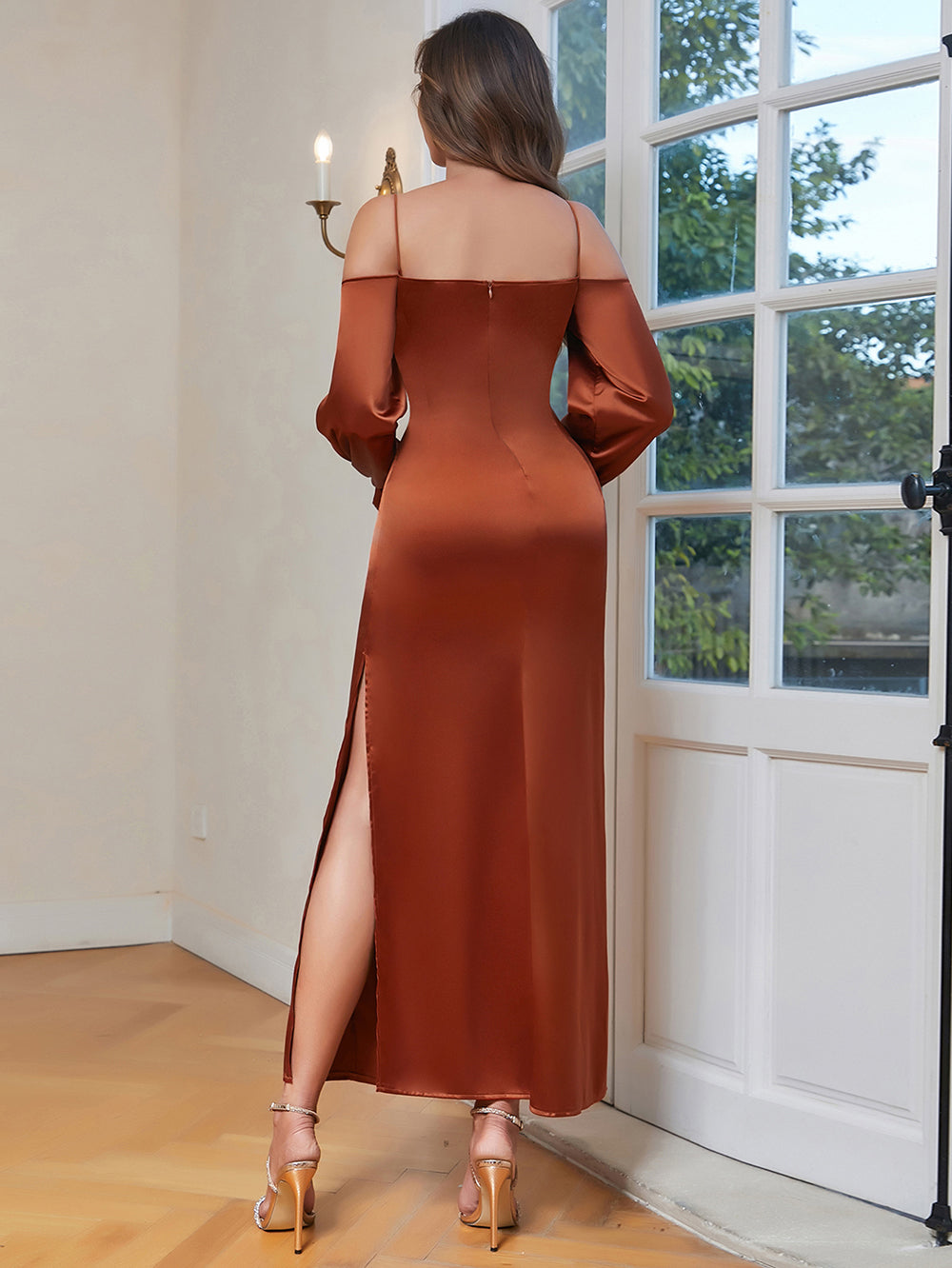 Red Brown Bodycon Dress HB100310