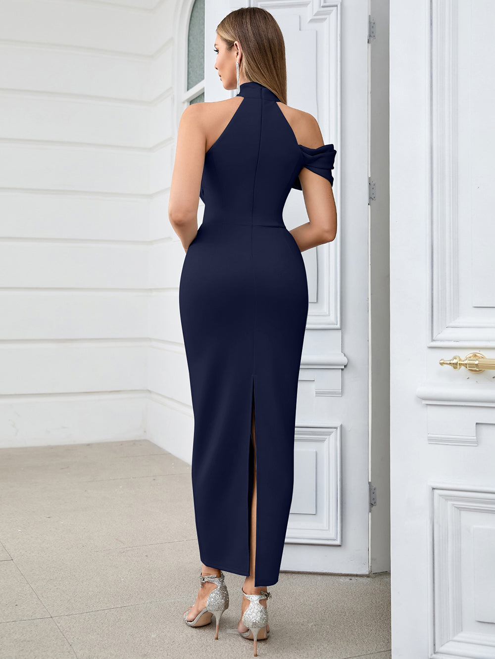 High Neck Sleeveless Elegant Maxi Bodycon Dress HB100640