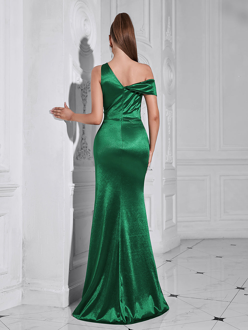 Dark Green Asymmetrical Maxi Bodycon Dress