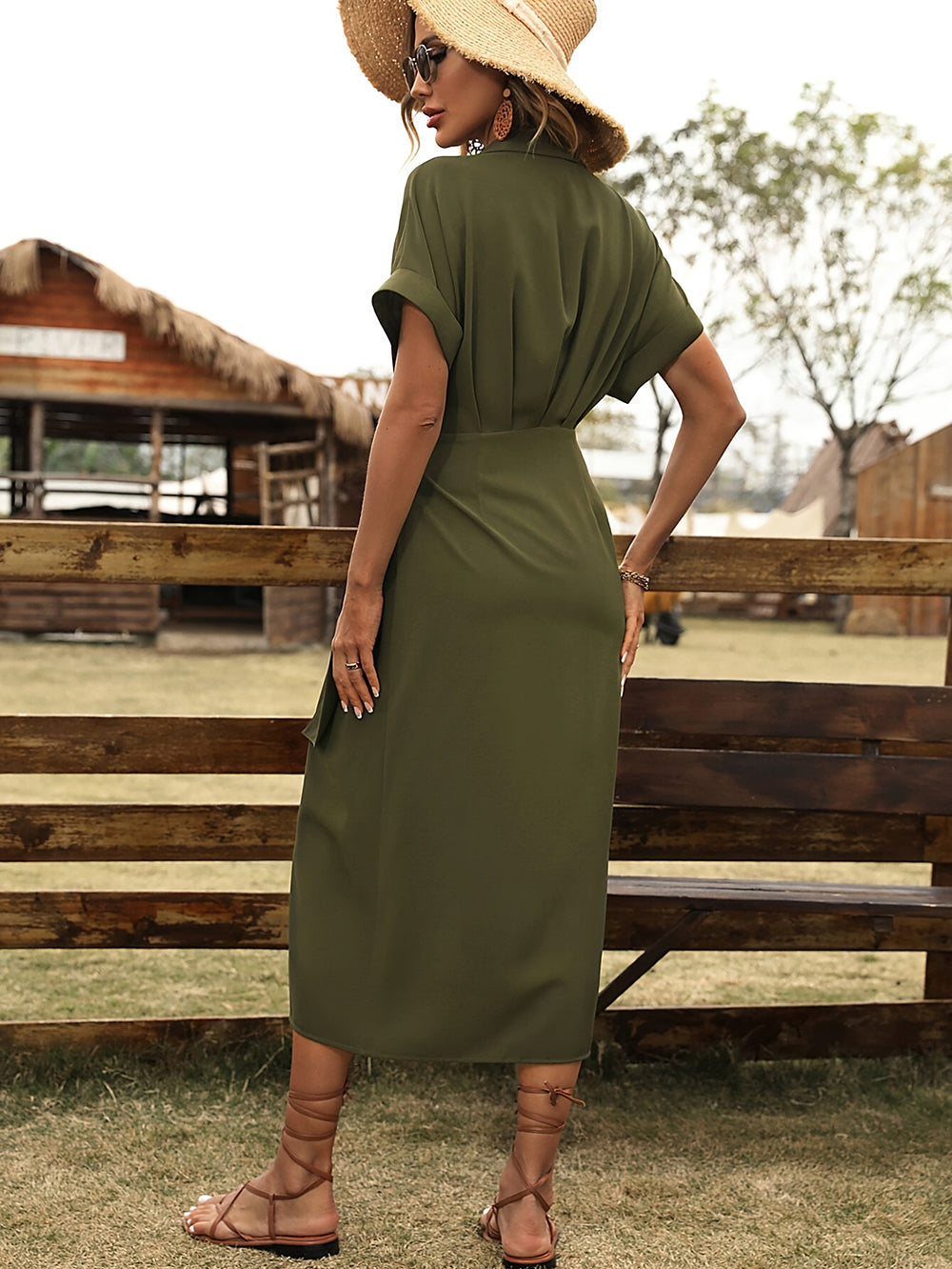 Army Green Bodycon Dress HB10144