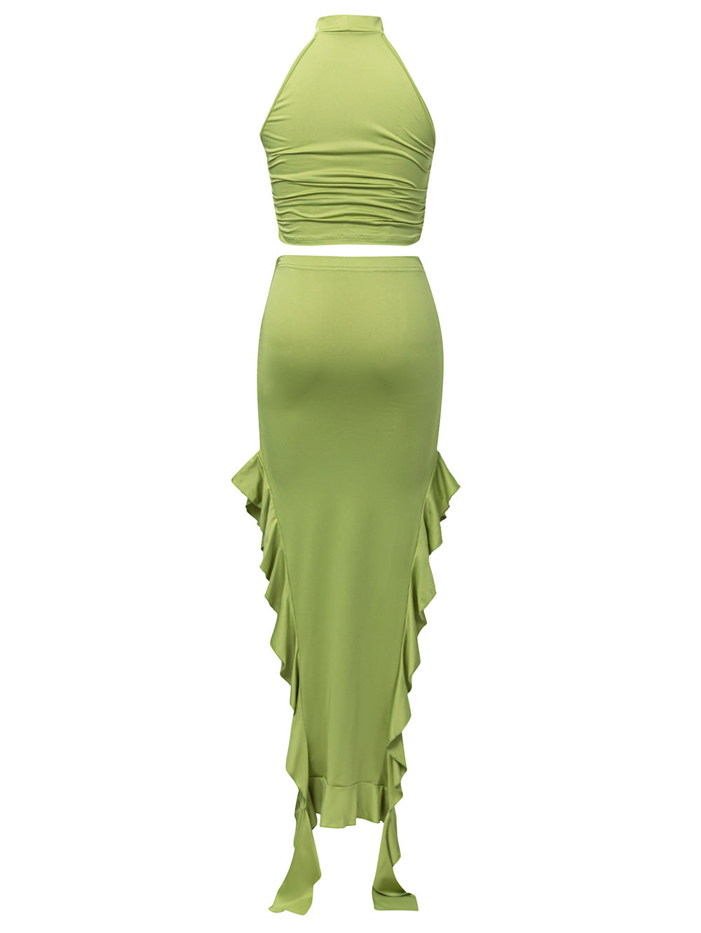 High Neck Sleeveless Rickrack Maxi Bodycon Set HB101860