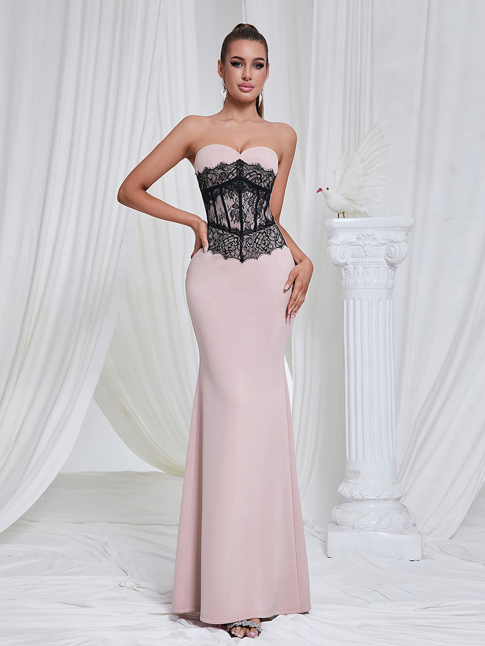 Pink Corset Lace Insert Mermadi Dress