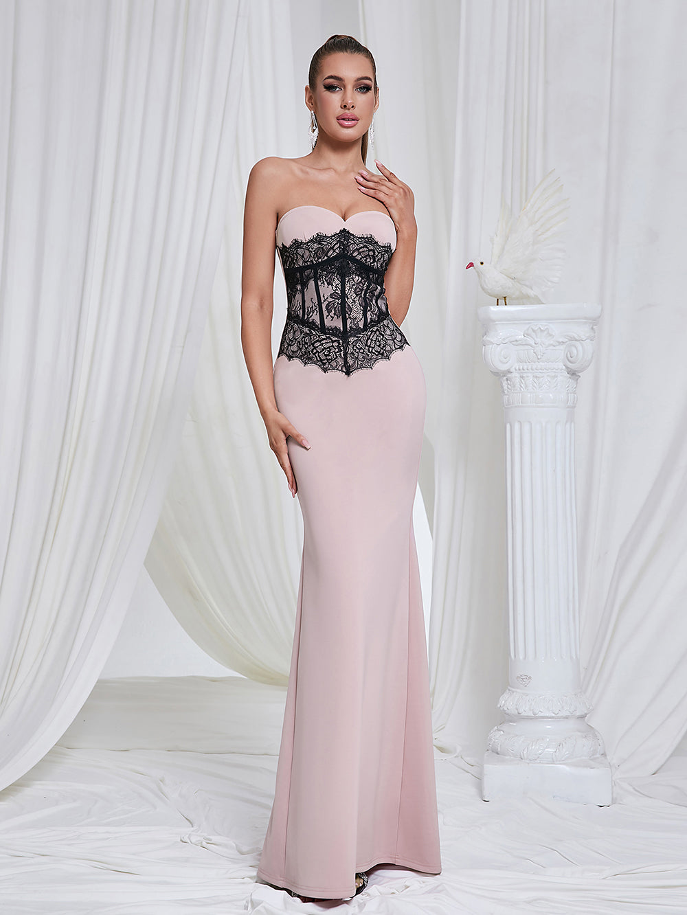 Pink Corset Lace Insert Mermadi Dress