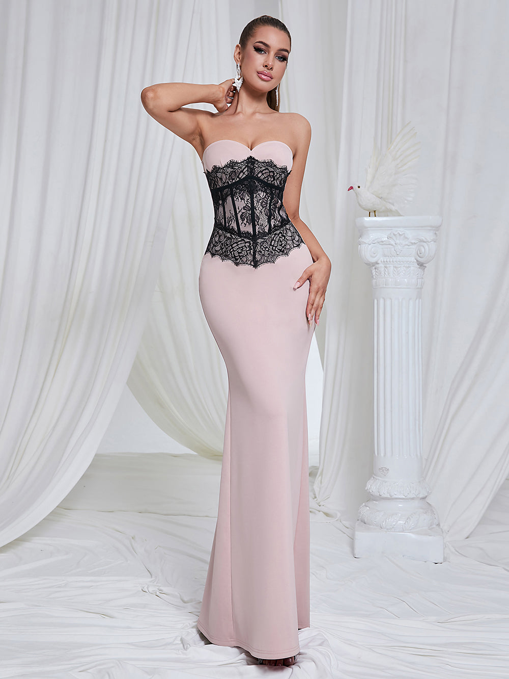 Pink Corset Lace Insert Mermadi Dress