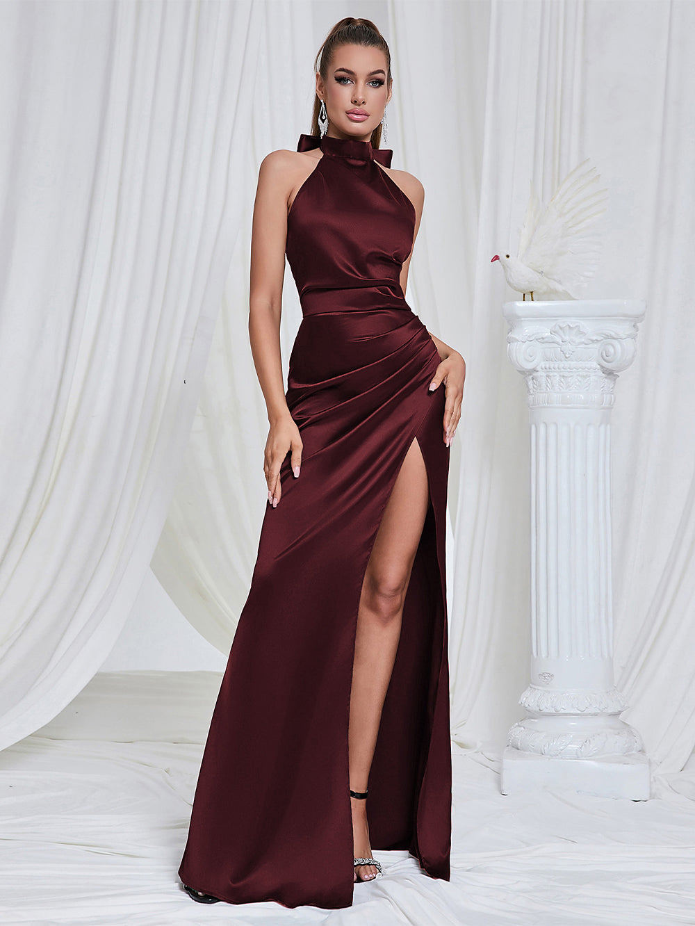 Halter Sleeveless Elegant Maxi Bodycon Dress HB10196