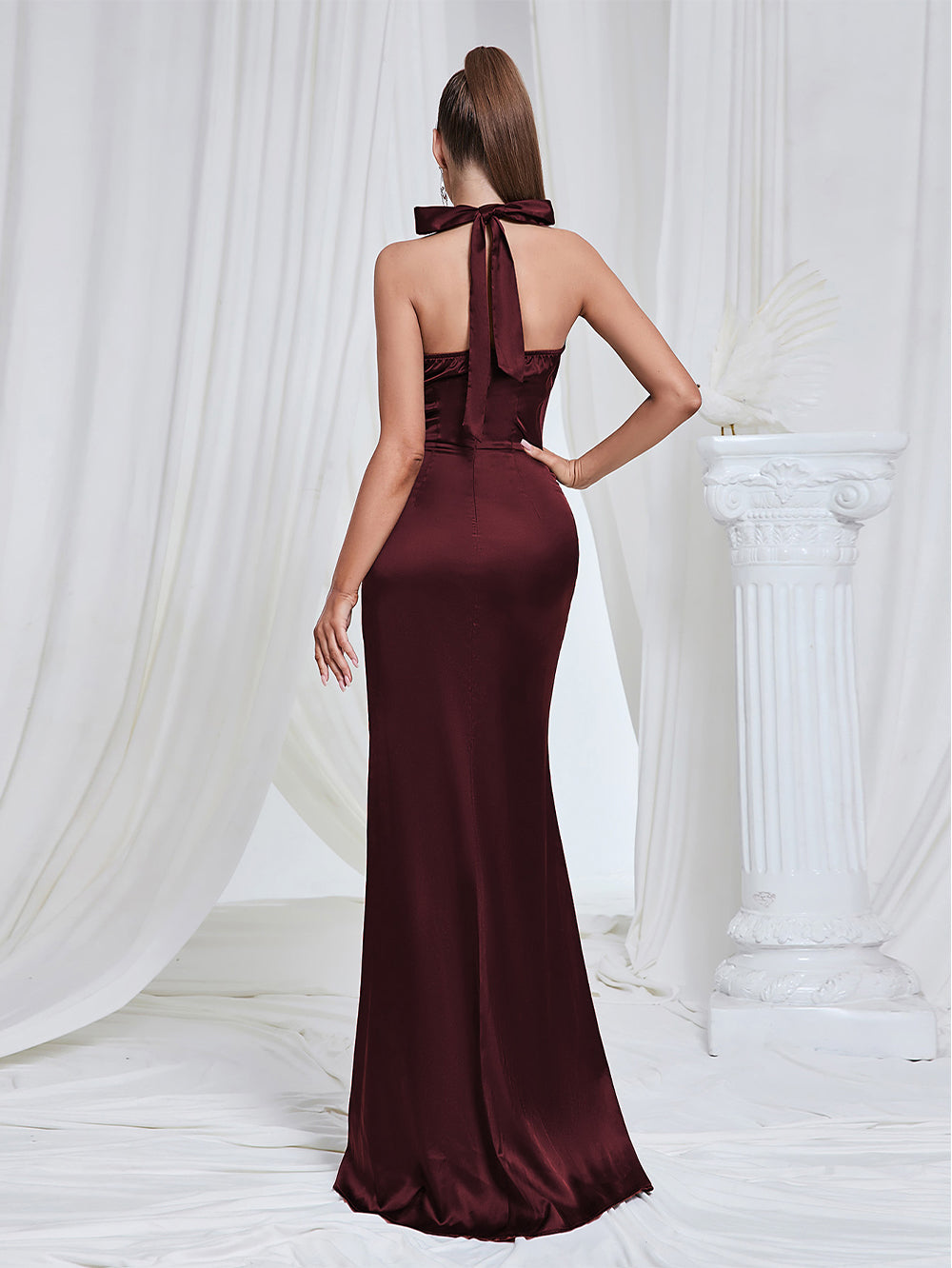 Halter Sleeveless Elegant Maxi Bodycon Dress HB10196