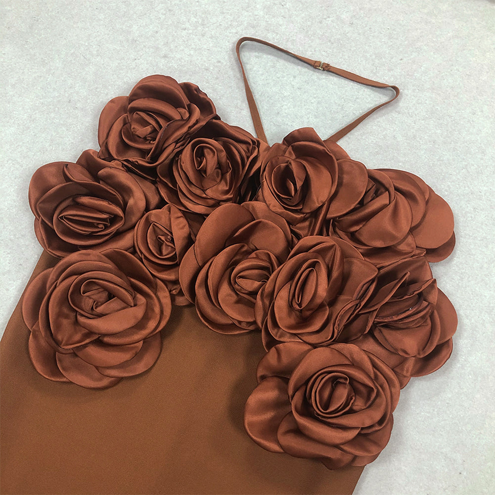 Coffee Brown 3D Floral Bandage Set