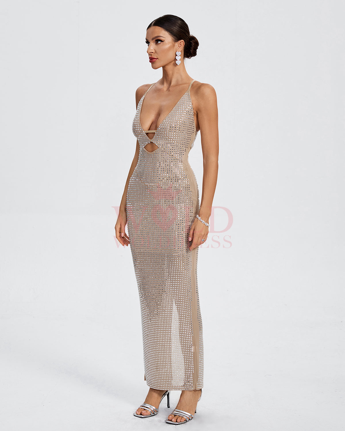 Crystal-Embellished Cutout Maxi Dress