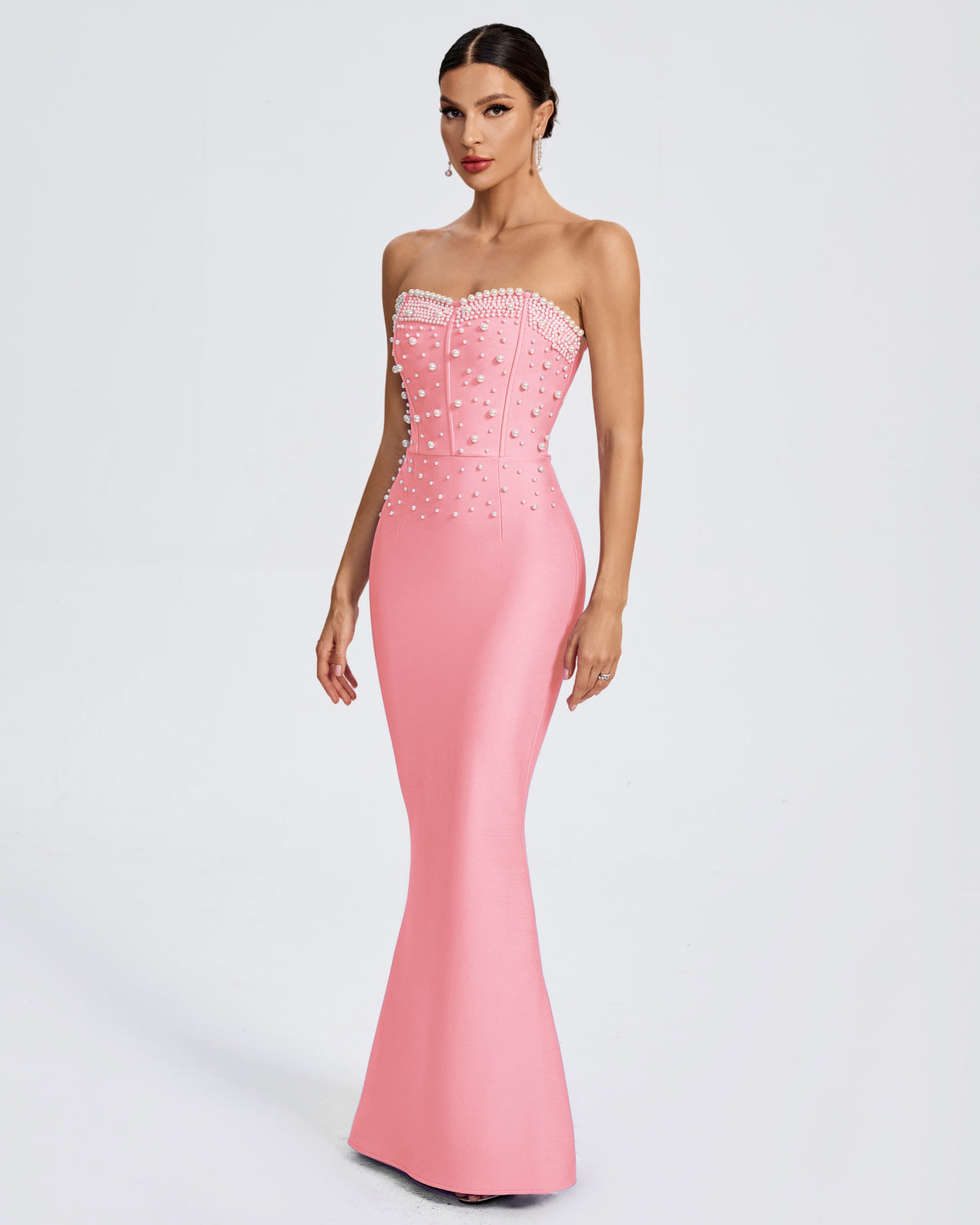 Pearl Detail Maxi Mermaid Bandage Dress