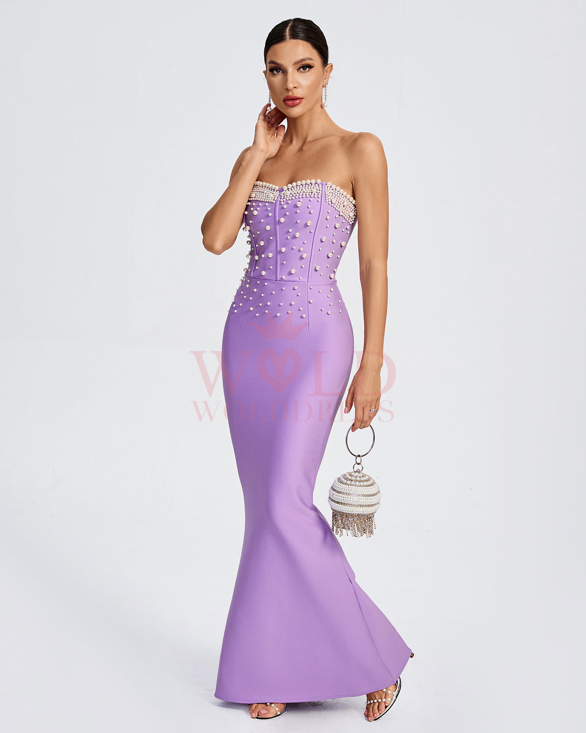 Pearl Detail Maxi Mermaid Bandage Dress