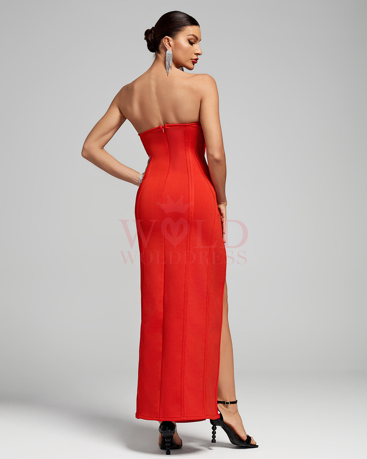 Strapless Cutout Structured Bandage Long Dress