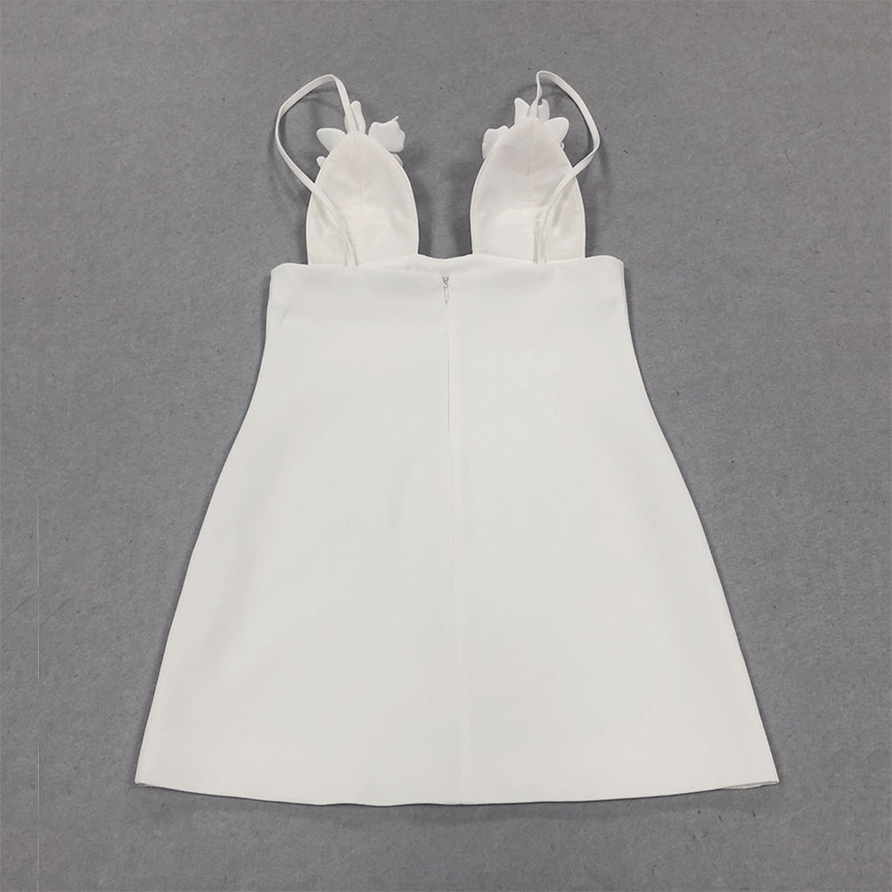 Strappy Sleeveless Pure White Mini Bodycon Dress HL9796