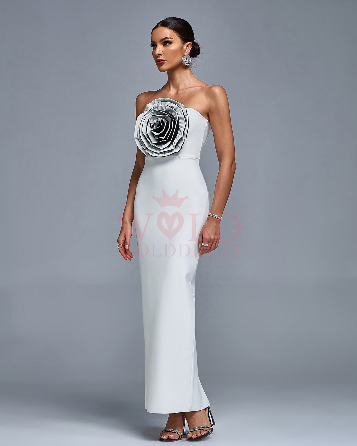 Huge Flower Detail Bandage Backless Dress