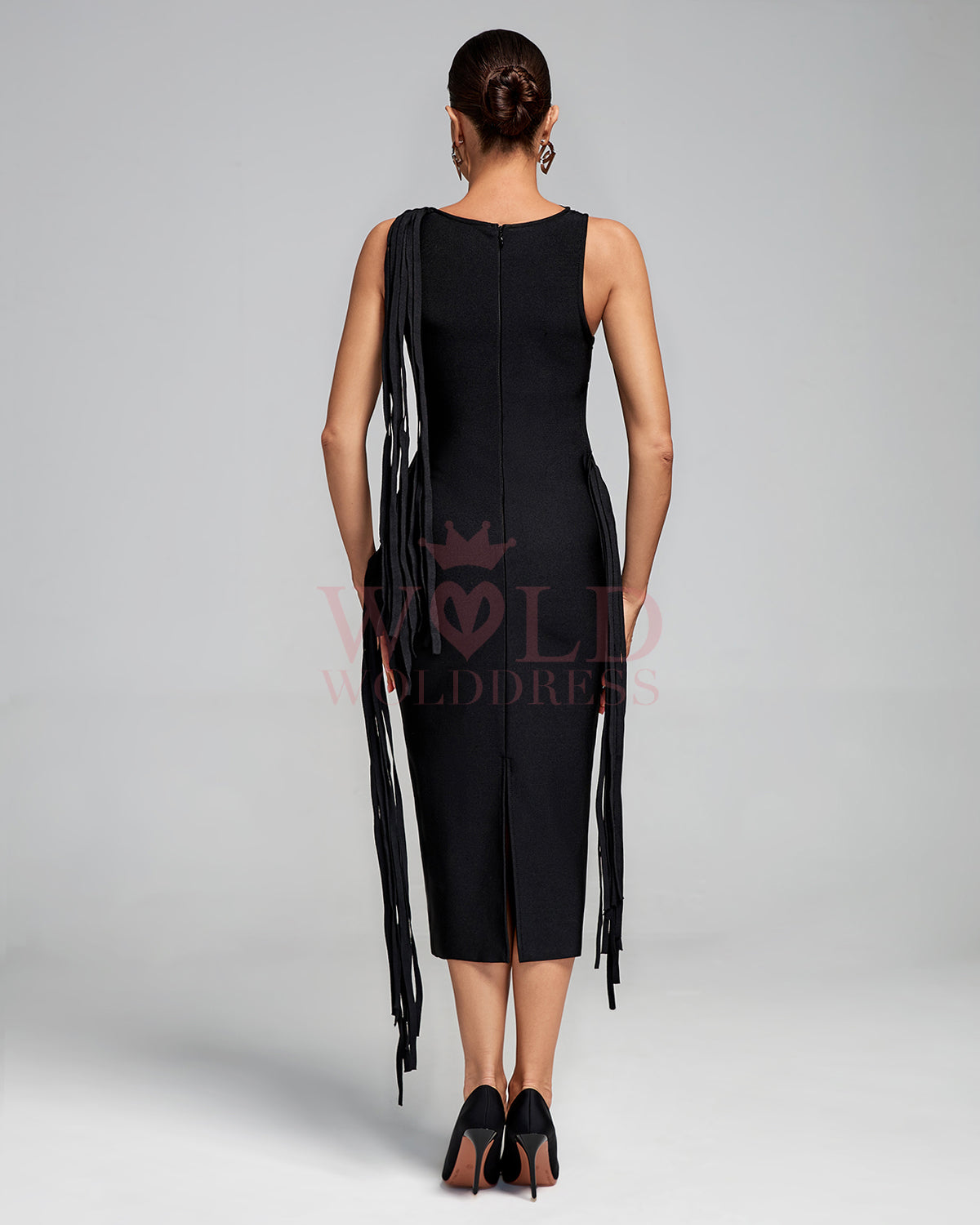 Fan-shaped Cutout Tassel Bandage Dress