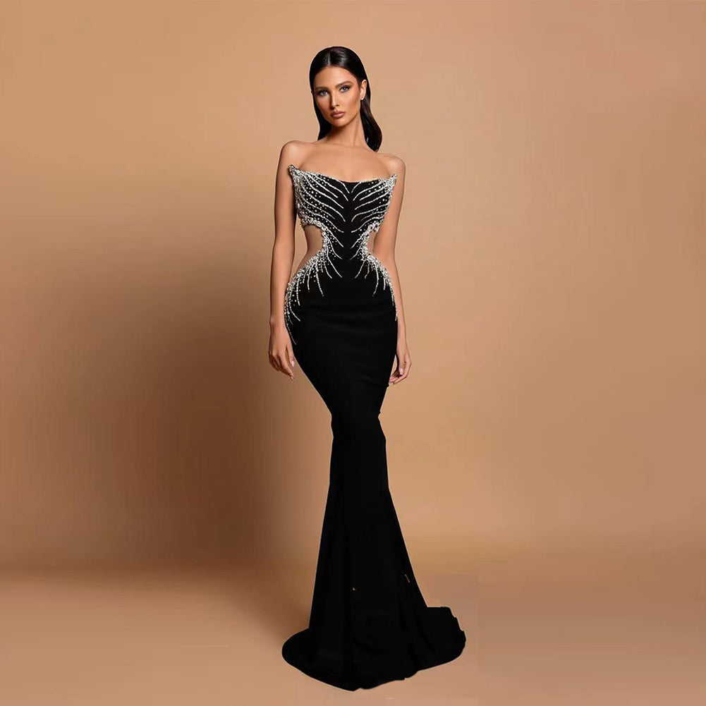 Black Mermaid Style Corset Gown