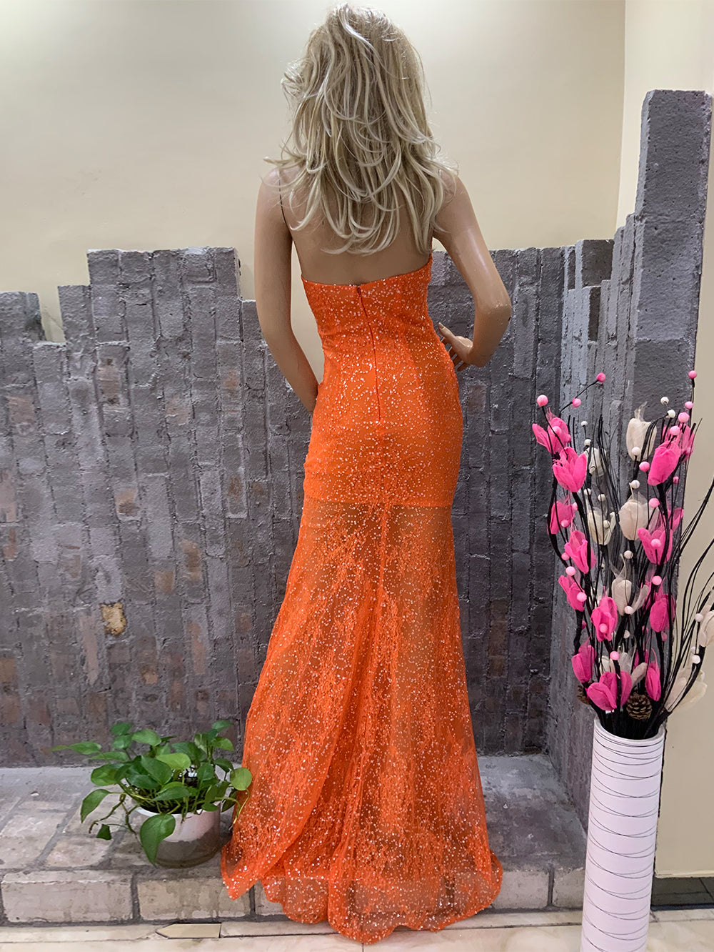 Orange Bodycon Dress HT29980