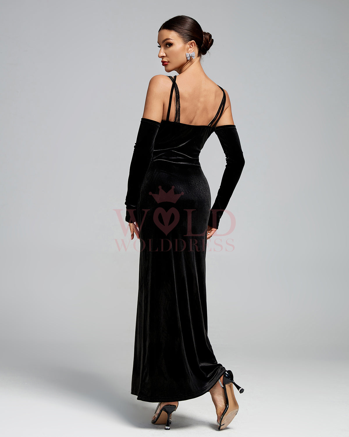 Strap Wrap Lace Corset Velvet Maxi Dress