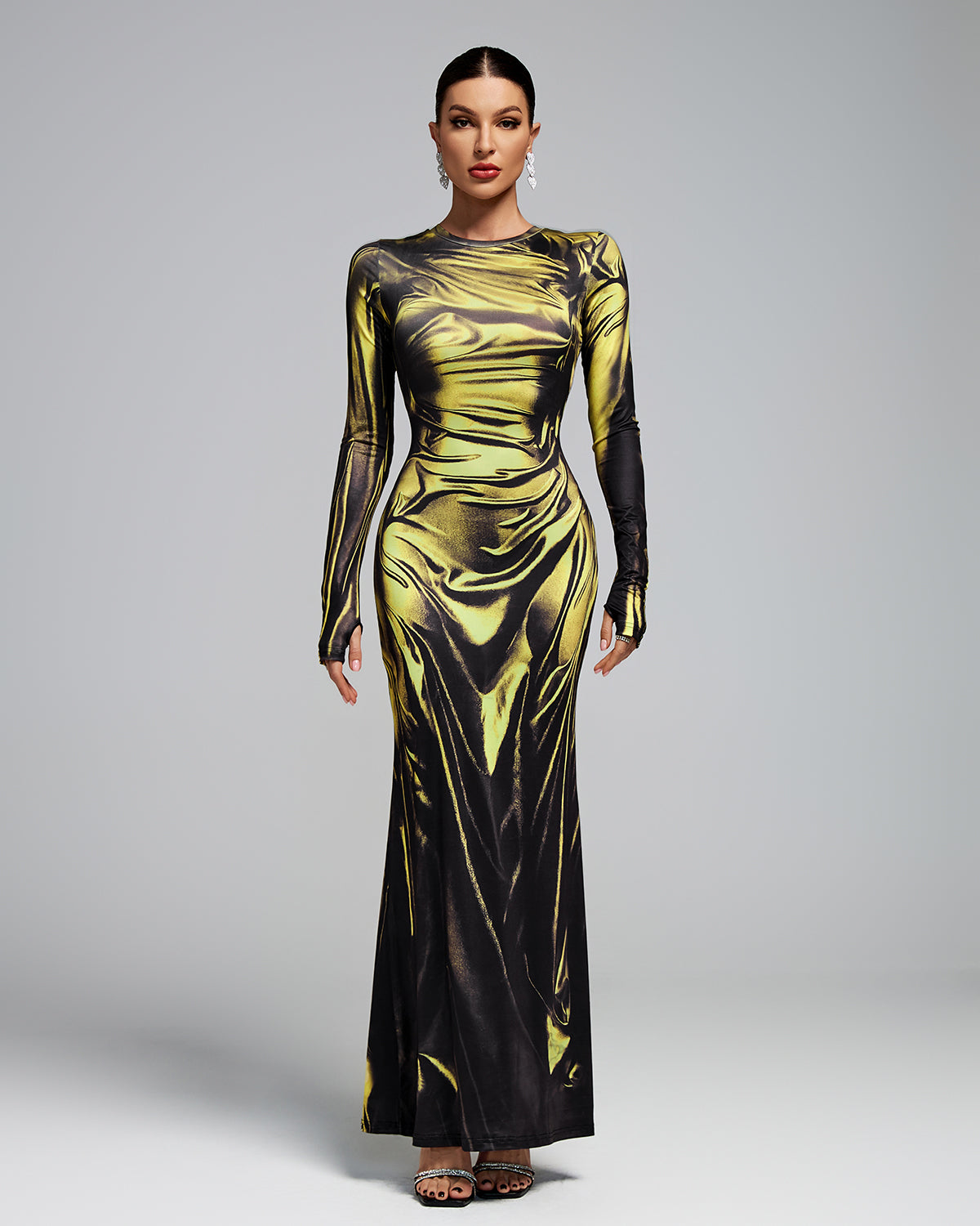 Laser Wetlook Bodycon Maxi Dress