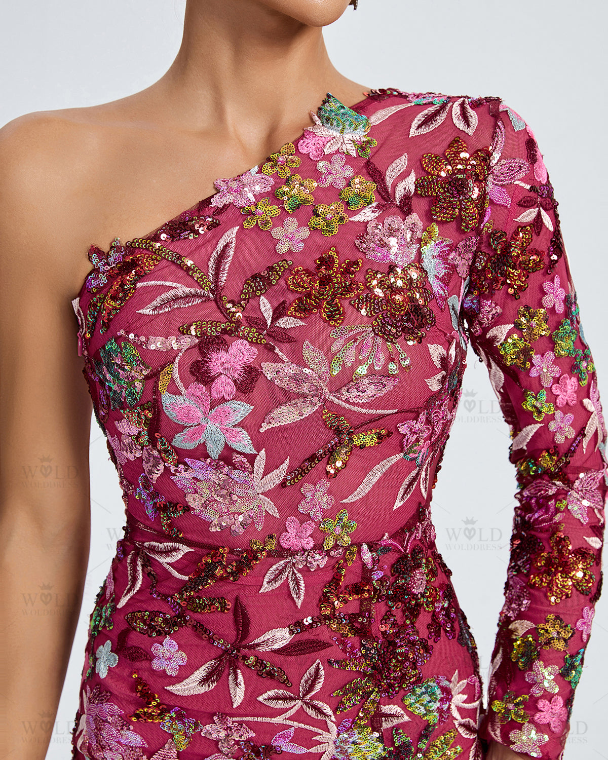 Tokyo Floral One Shoulder Sequins Dress