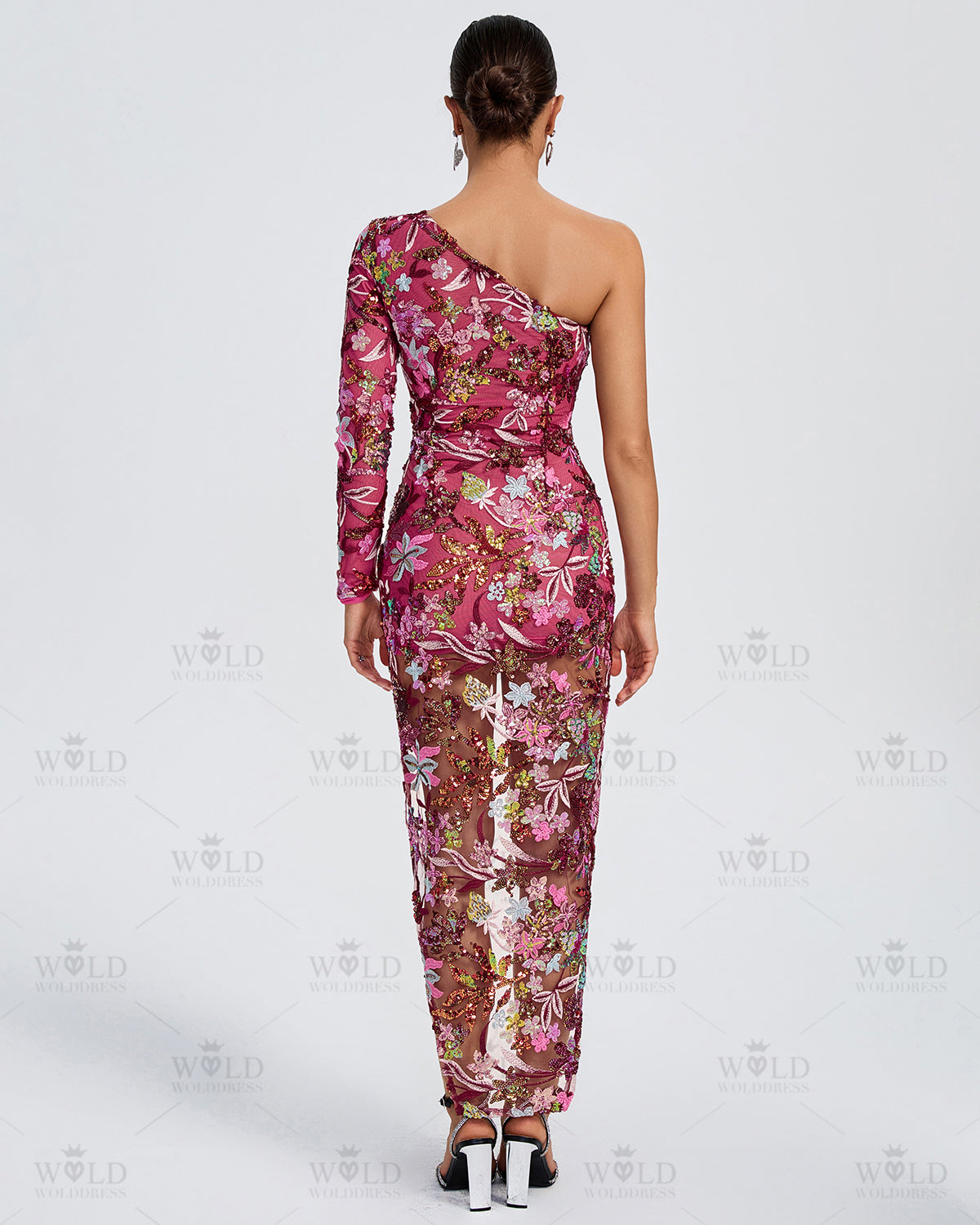 Tokyo Floral One Shoulder Sequins Dress