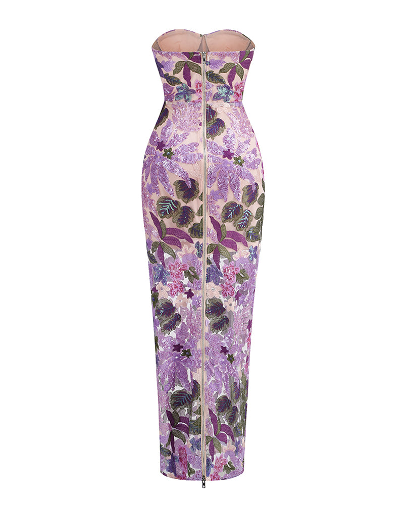 Dahlia Floral Sequins Maxi Dress