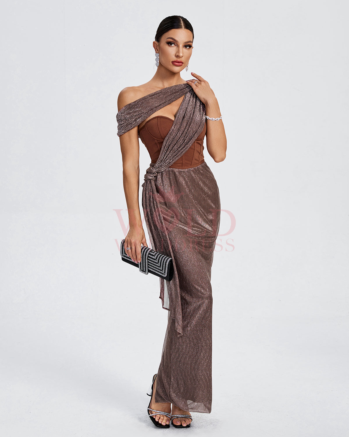 Bandage Bustier Draped Maxi Dress