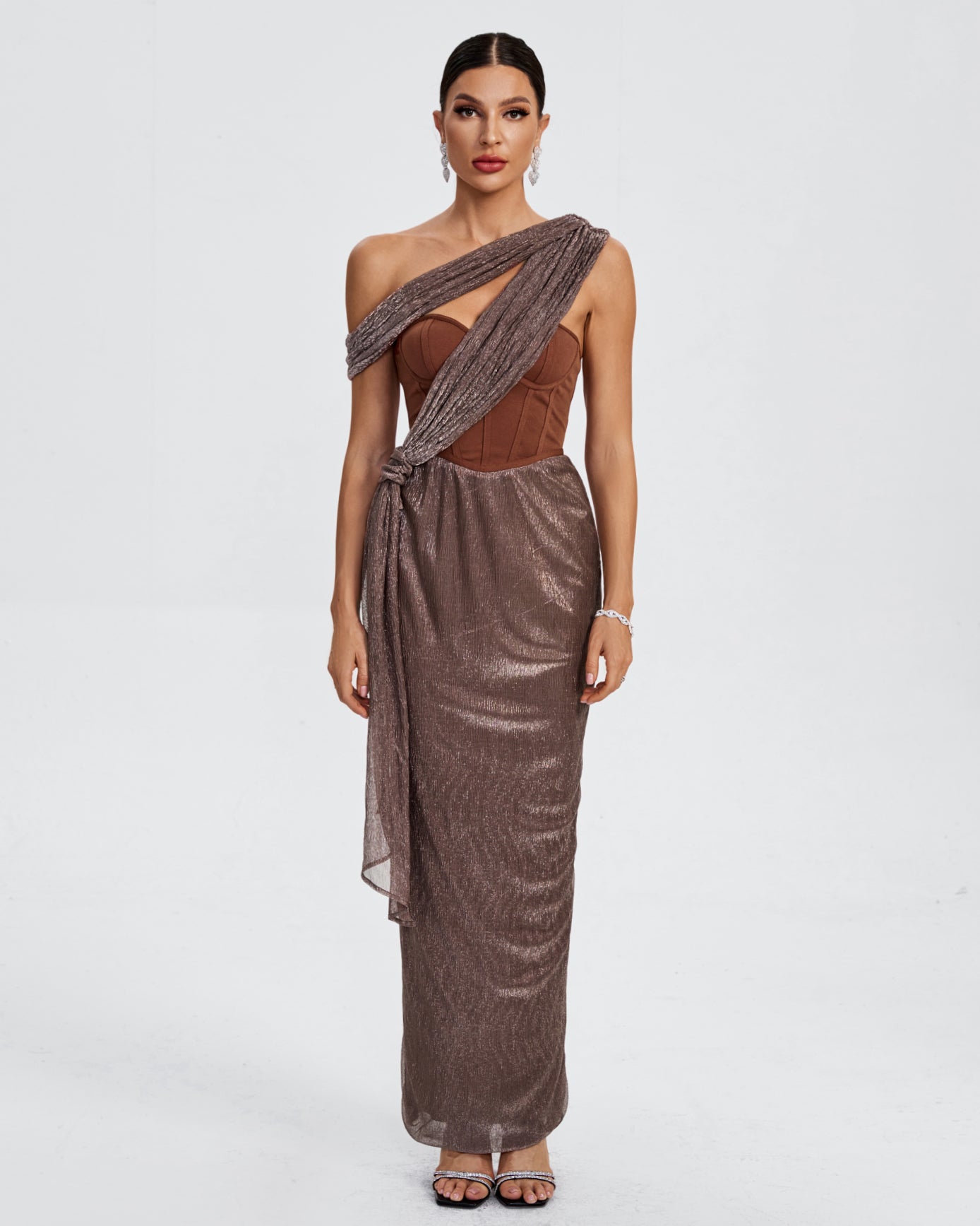 Bandage Bustier Draped Maxi Dress