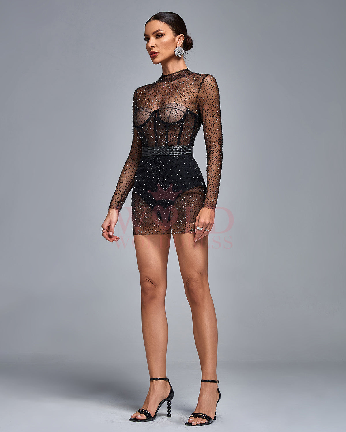 Gypsophila Beadwork Transparent Mini Dress