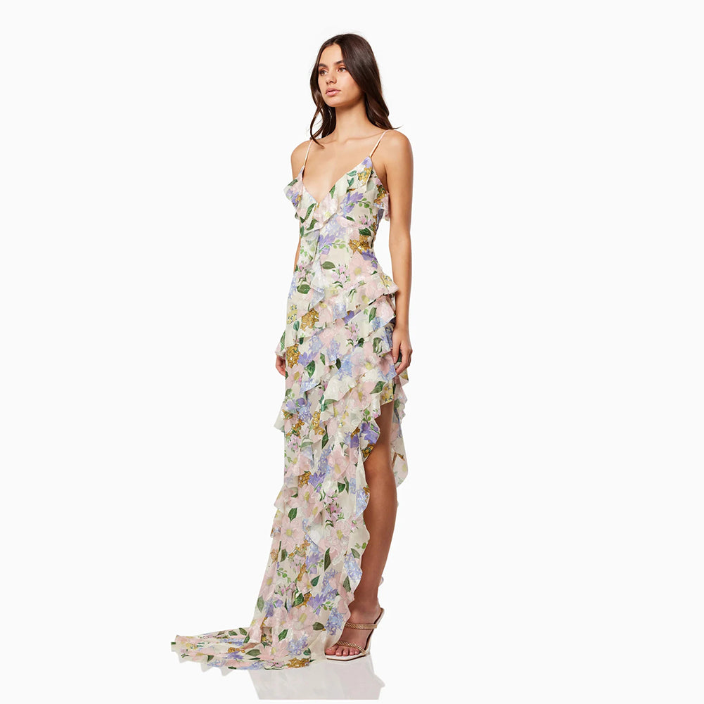 Strappy Sleeveless Floral Maxi Dress KLYF1202