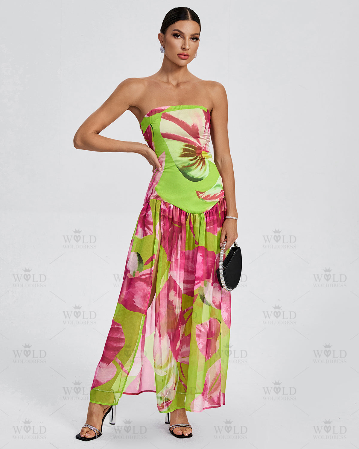 High Split Strapless Long Dress