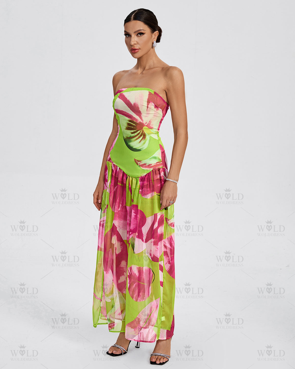 High Split Strapless Long Dress