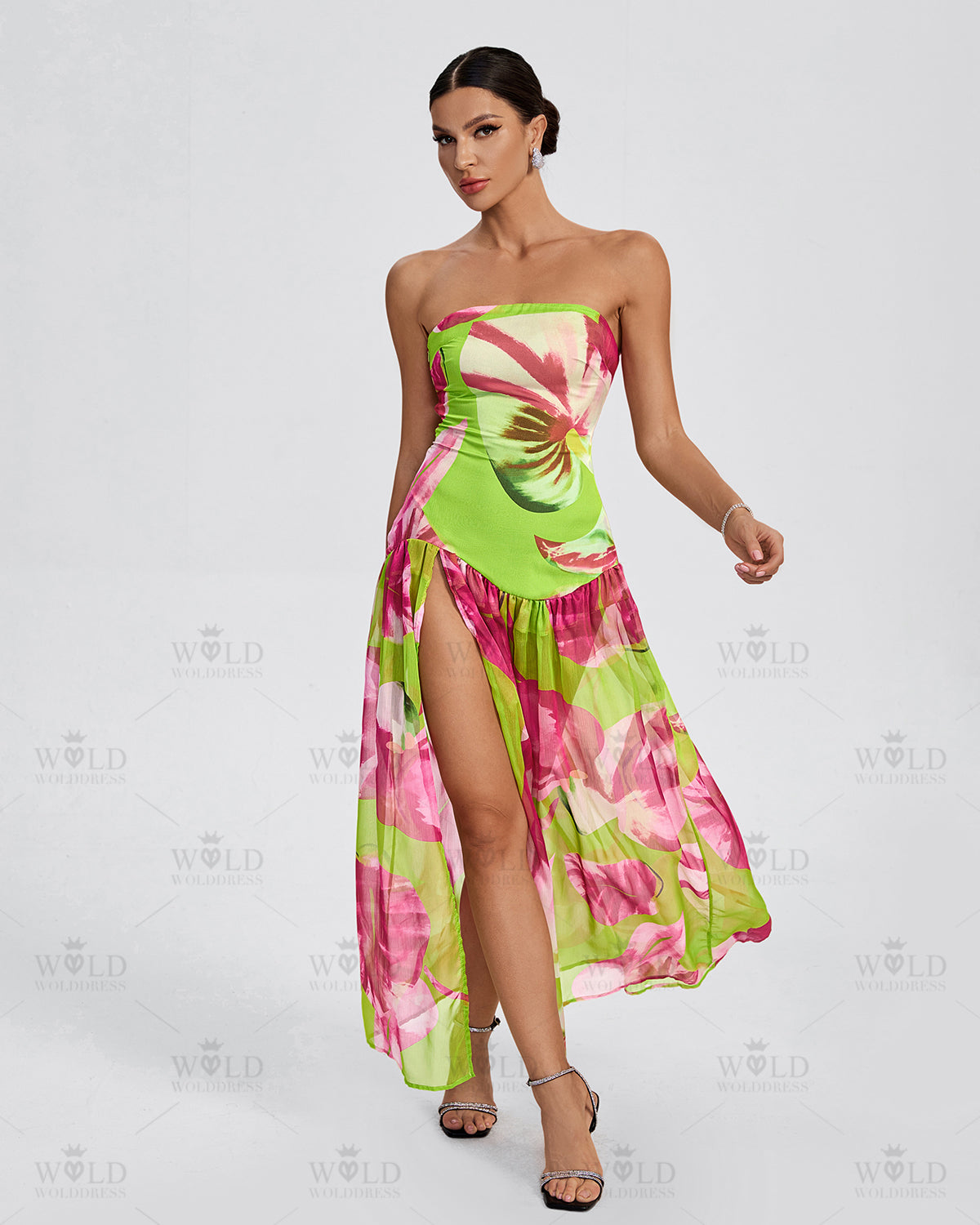 High Split Strapless Long Dress