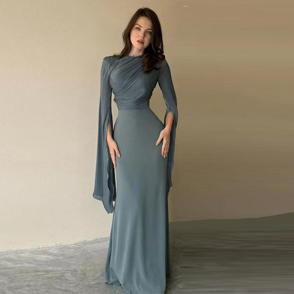 Gray Blue Dress KLYF1237