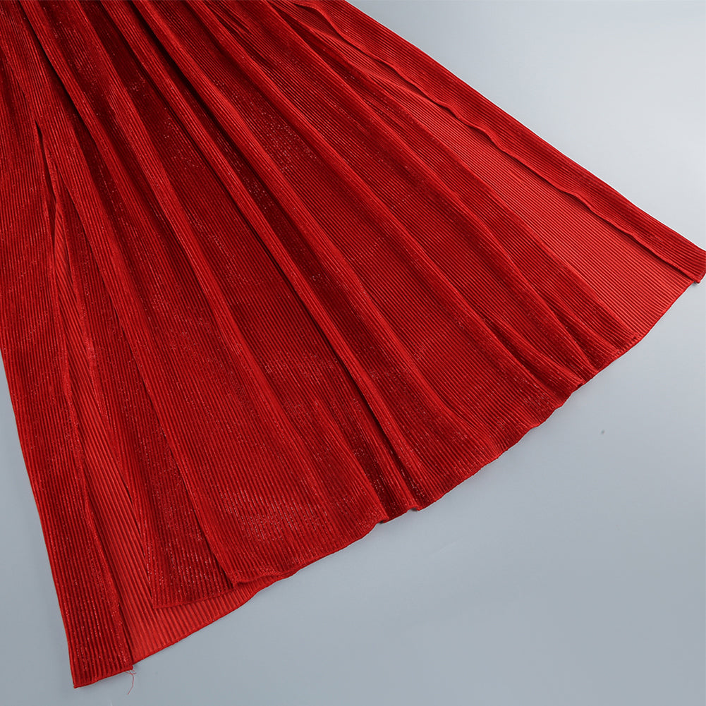 Red Pleated Maxi Dress