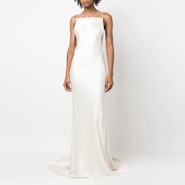 Plain White Evening Gown