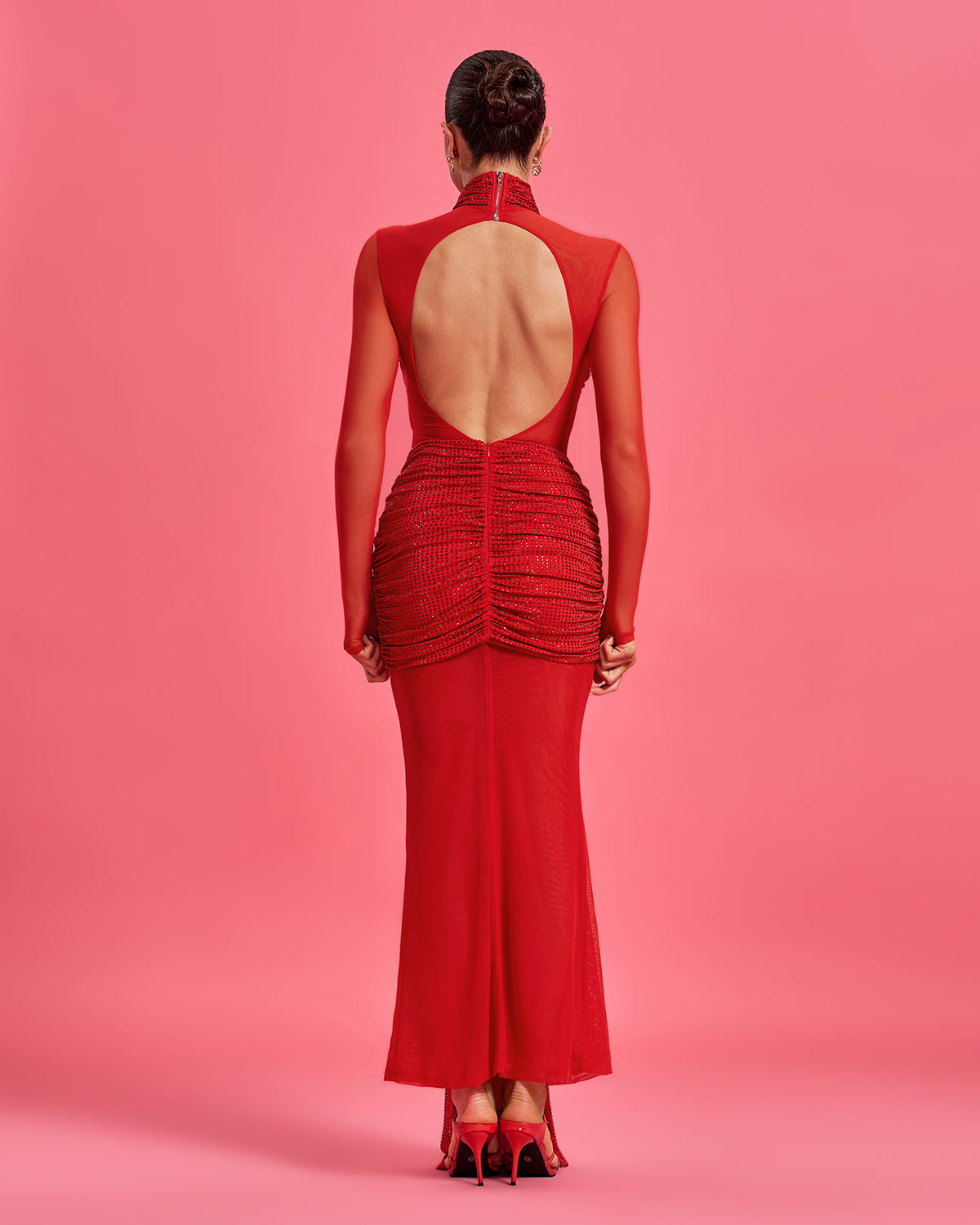 Julianna Open Back Ruched Maxi Dress